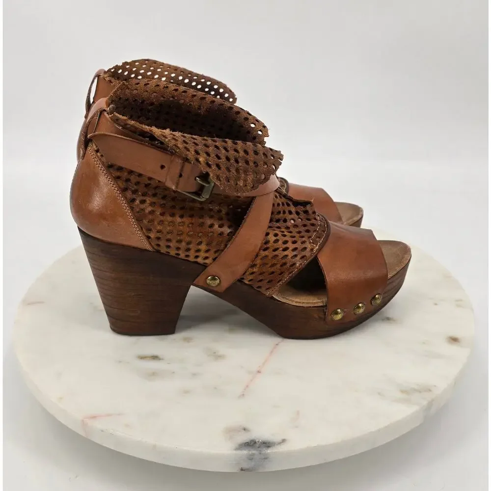 Free People Indie Festival Boho Rendering Mesh Leather Clog‎